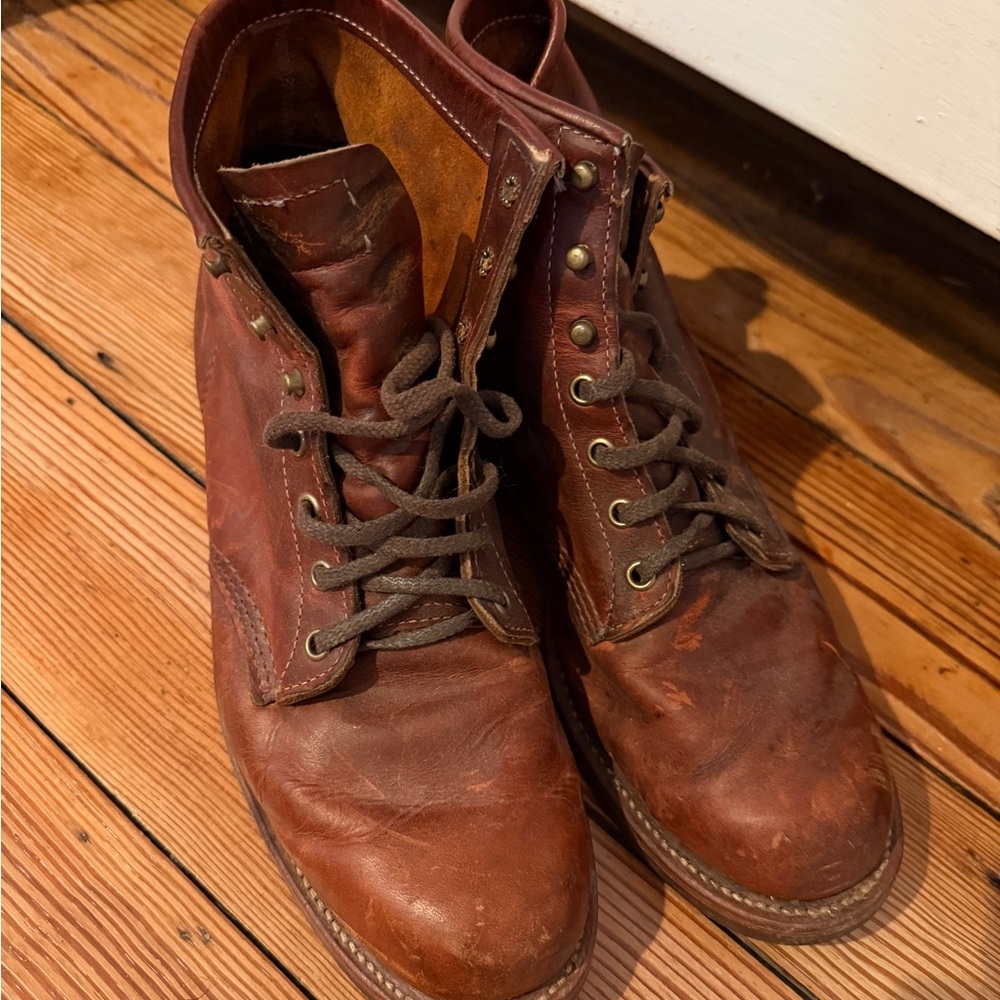 Men's Chippewa X J Crew Brown Leather Boots Size Eur 43 / Mens 10